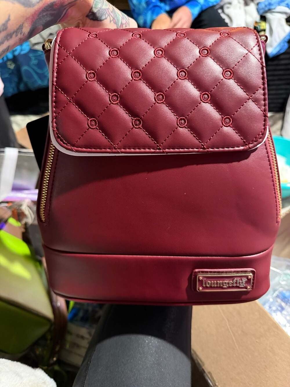 Loungefly Red Branded Pin Trader Convertible Mini Backpack